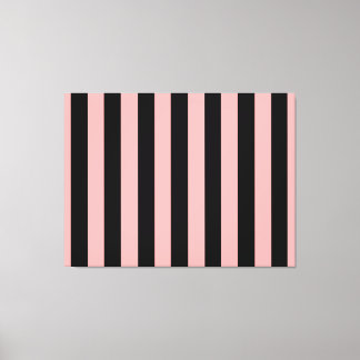 Arte de pared de lona a rayas negras y coral rosa