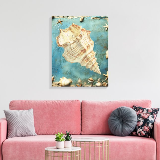 Arte de pared de lona con conchas náuticas (Insitu (Sala de estar))