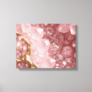 Arte de pared de lona de geoda de cuarzo rosa de l