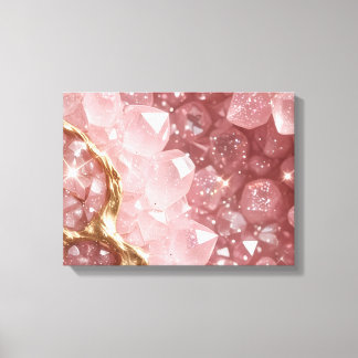 Arte de pared de lona de geoda de cuarzo rosa de l
