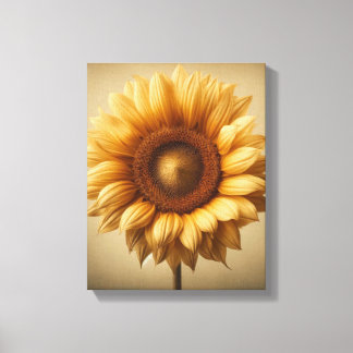 Arte de pared de lona de girasol dorado minimalist