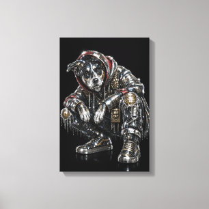 Arte de pared de lona de perro disco – Mosaico mod