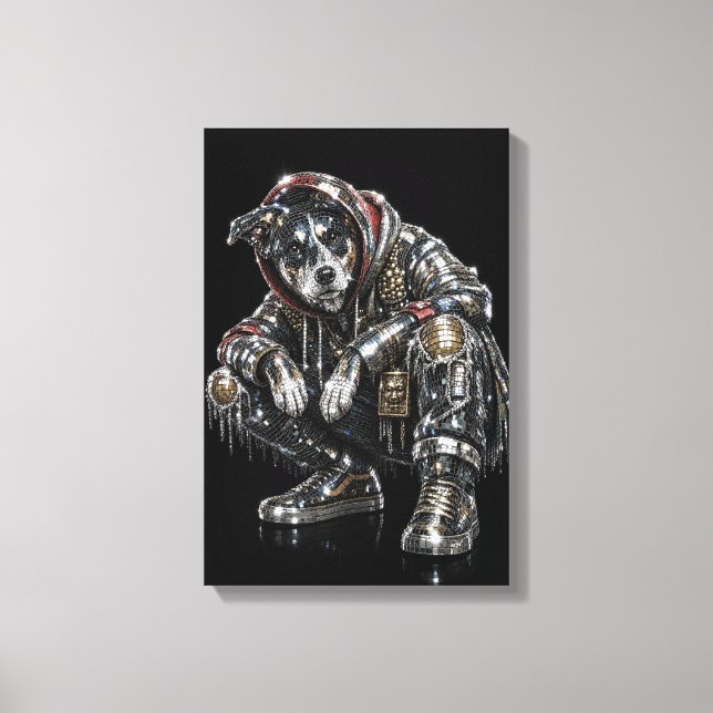 Arte de pared de lona de perro disco – Mosaico mod (Anverso)