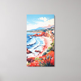 Arte de pared de lona de pueblo costero italiano