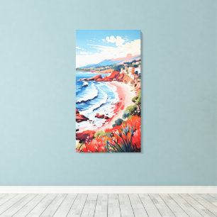 Arte de pared de lona de pueblo costero italiano