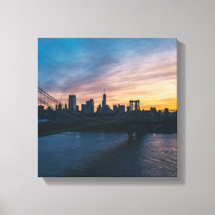 Arte de pared de lona del atardecer del puente de