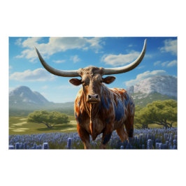 Arte de pared de Longhorn de Texas Póster brillant