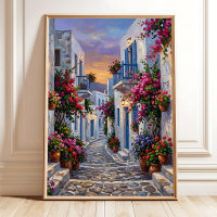 Arte de pared de lujo de isla griega en lienzo