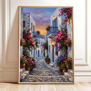 Arte de pared de lujo de isla griega en lienzo
