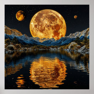 🌕 Arte de pared de luna brillante para decoración