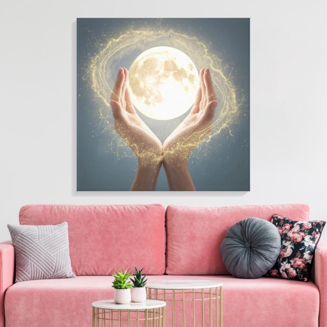 "Arte de pared de luna elegante: lienzo lunar mini (Insitu (Sala de estar))
