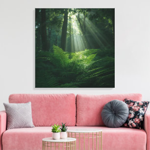 Arte de pared de luz solar mística a través de árb