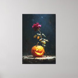 Arte de pared de madera de rosa y calabaza románti