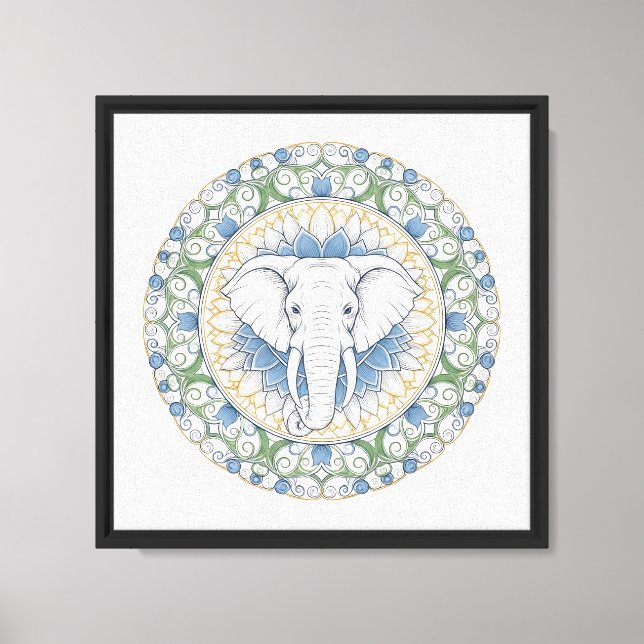 Arte de pared de mandala de elefante (Anverso)