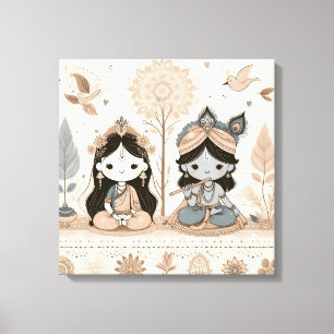 Arte de pared de Mandala de Radhe Krishna lindo