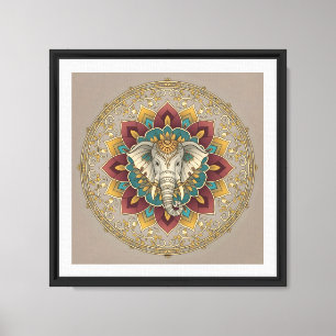 Arte de pared de Mandala del Elefante Sagrado