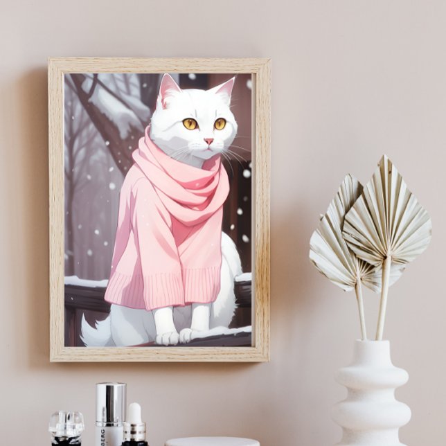 Arte de pared de manga de gato blanco con traje ro (Subido por el creador)