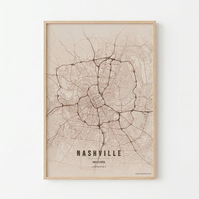 Arte de pared de mapa de la ciudad de Tennessee de (Subido por el creador)