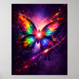 Arte de pared de mariposa abstracta vibrante