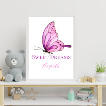 Arte de pared de mariposa acuarela rosa púrpura pa
