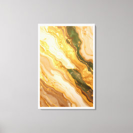 Arte de pared de mármol verde dorado de lujo en li