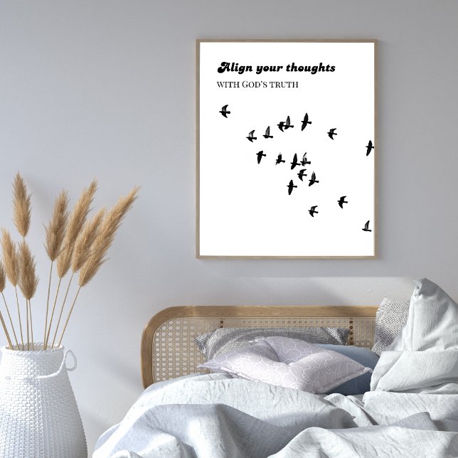 Arte de pared de mentalidad cristiana – Póster de  (Christian wall art to renew your mind and bring God’s peace into your home.)