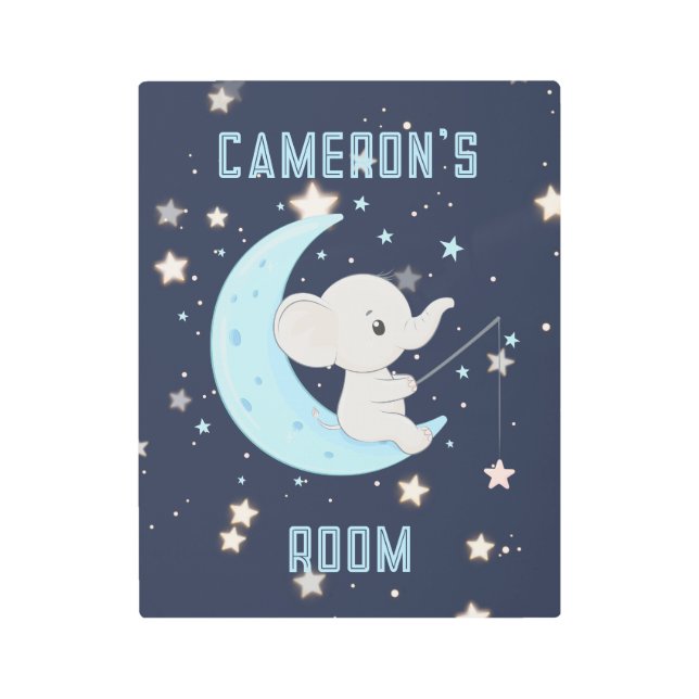 Arte de pared de metal de elefante bebé pescando 4 (Anverso)