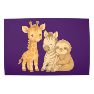 Arte de pared de metal de jirafa, cebra y perezoso