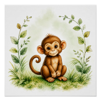 Arte de pared de mono de vida silvestre Póster de 