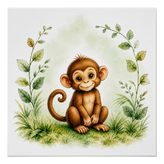 Arte de pared de mono de vida silvestre Póster de  (Anverso)