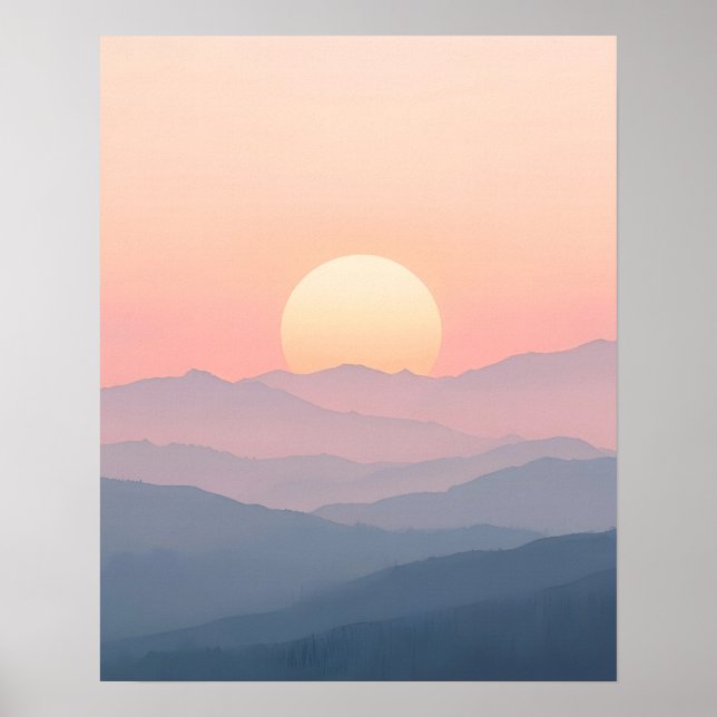 Arte de pared de montaña de amanecer suave (Frente)
