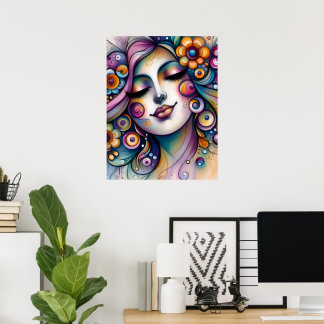Arte de pared de mujer caprichosa susurrante