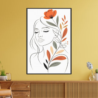 Arte de pared de mujer con líneas minimalistas de