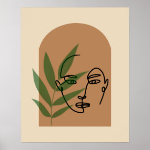 Arte de pared de mujer en línea minimalista