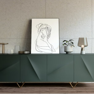 Arte de pared de mujer en línea minimalista Abst