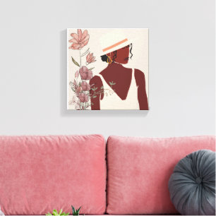 Arte de pared de mujer negra minimalista