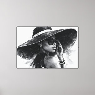 Arte de pared de mujer negra, moda minimalista
