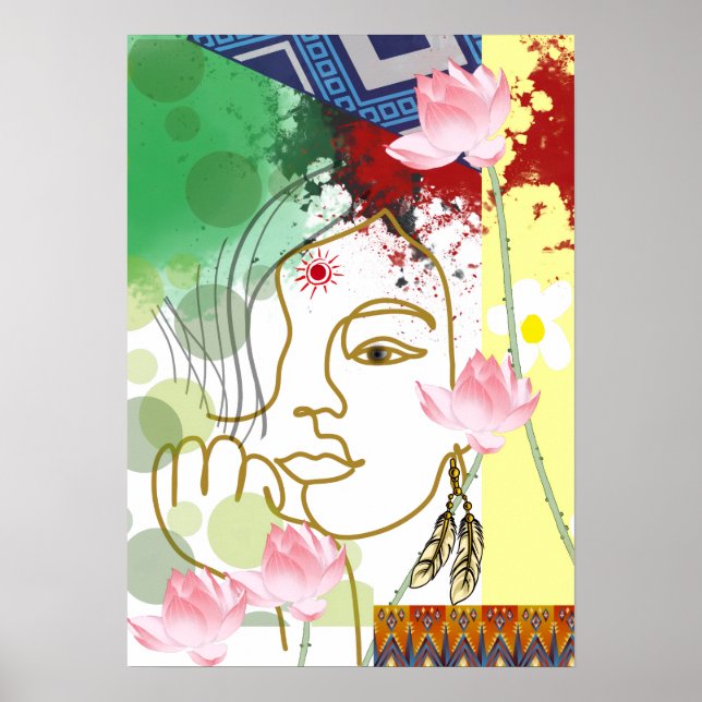 Arte de pared de Mujer y Naturaleza (Frente)
