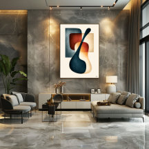 Arte de pared de música Japandi Silueta de guitarr