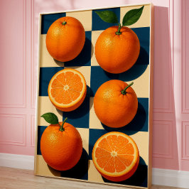 Arte de pared de naranja, Arte retro de fruta nara