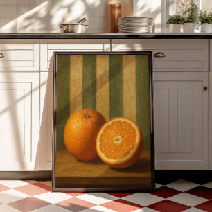 Arte de pared de naturaleza muerta de naranja vint