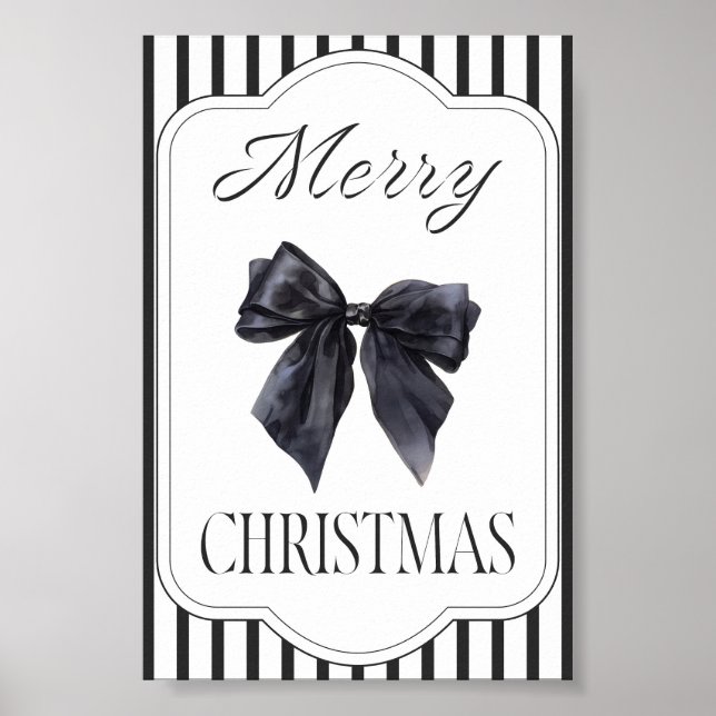 Arte de pared de Navidad con lazo negro (Frente)