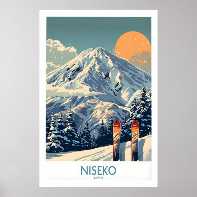 Arte de pared de Niseko Póster de esquí 1 (Frente)