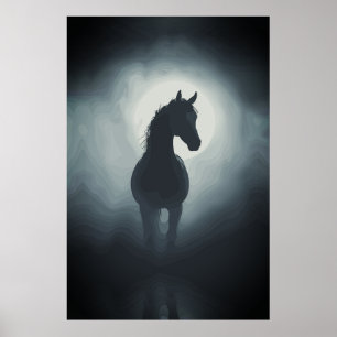 Arte de pared de noche encantada con silueta de ca