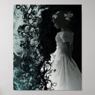 Arte de pared de novia oscura surrealista Póster d