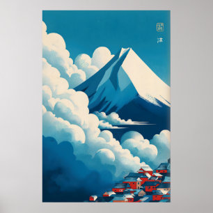 Arte de pared de nubes japonesas - Nubes en capas 