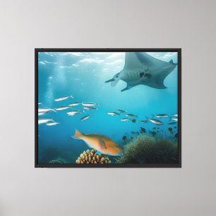 Arte de pared de océano submarino con peces tropic