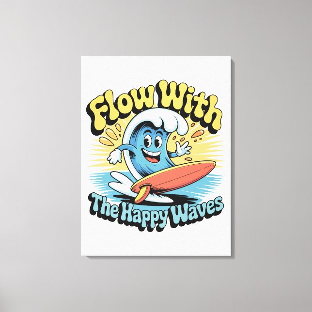 Arte de Pared de Olas Felices Fluye Con (Anverso)