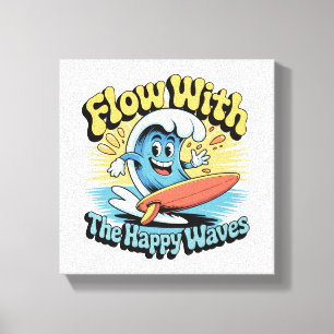Arte de Pared de Olas Felices Fluye Con