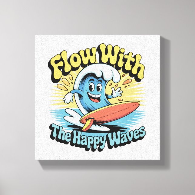 Arte de Pared de Olas Felices Fluye Con (Anverso)